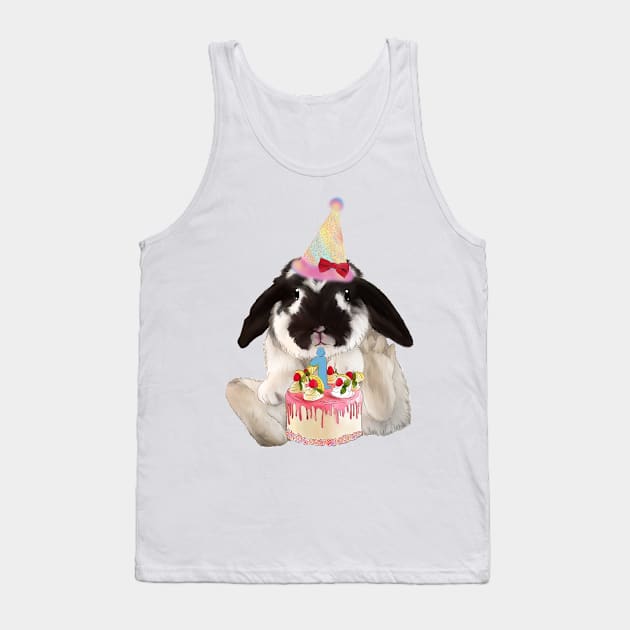 Chio First Birthday _ Holland Lop Rabbit Broken Black Color _ Bunniesmee Tank Top by GambarGrace